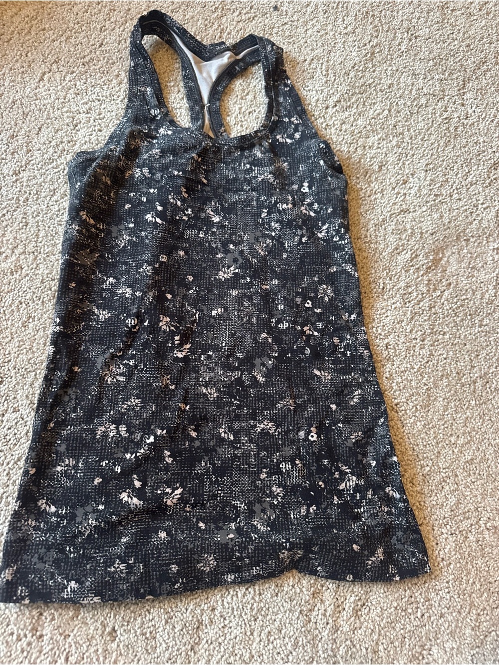 lululemon athletica Black and White Floral Racerback Tank - Picture 1 of 2